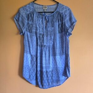 Como Vintage Boho Patchwork Top, M